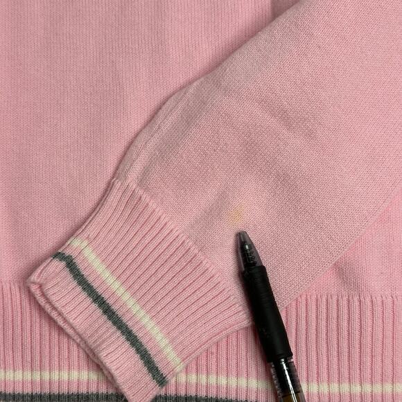 IZOD Pink/White/Gray Argyle Sweater Womens Size Small S Y2K 2000s 100% Cotton - Picture 10 of 11